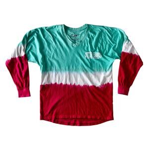 Tye Dye Ombre Oversized T Shirt Fuchsia Green TEE Cover Up Beach Outer Banks NC